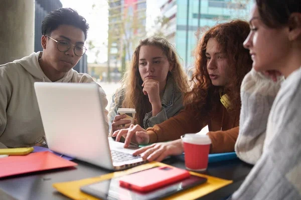 Students collaborating on a project